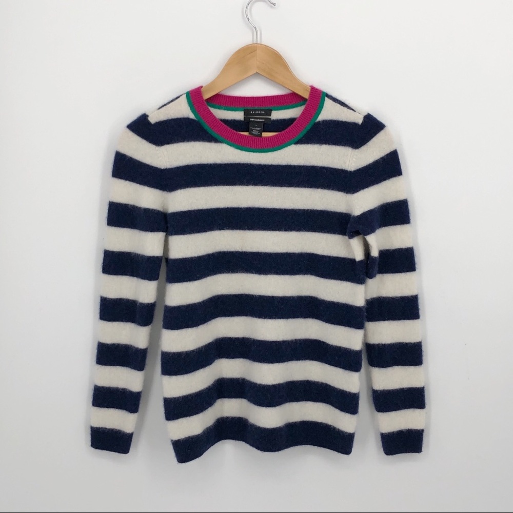 Halogen striped 100% cashmere sweater